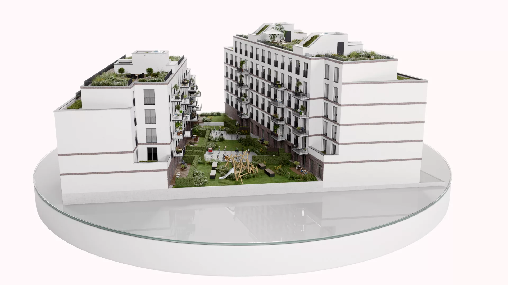 3D-Modell des Hauptgebäudes der Dornburger Flats in Jena